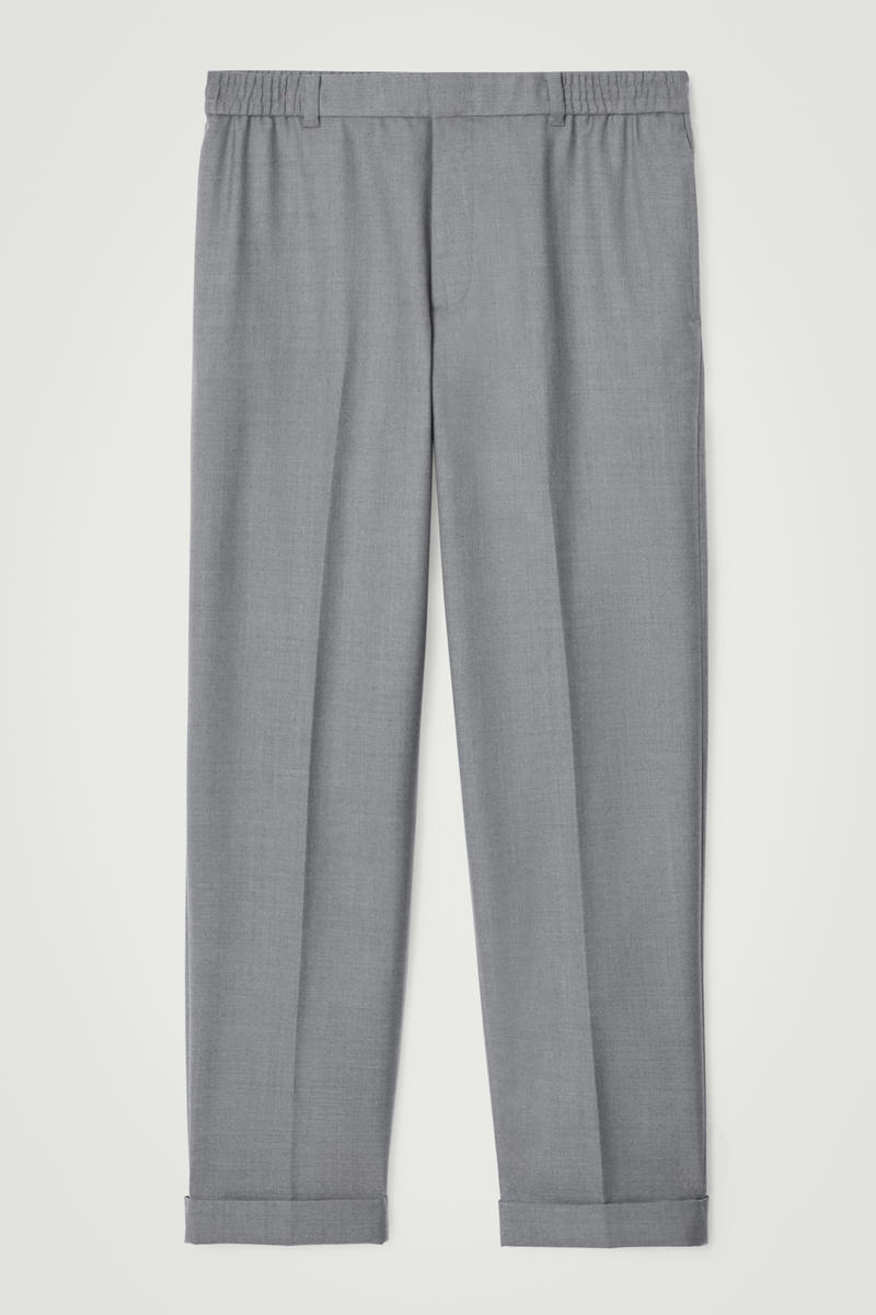 Turn-Up Wool-Blend Straight-Leg Pants