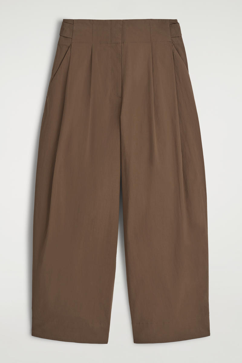 Cotton Barrel-Leg Pants