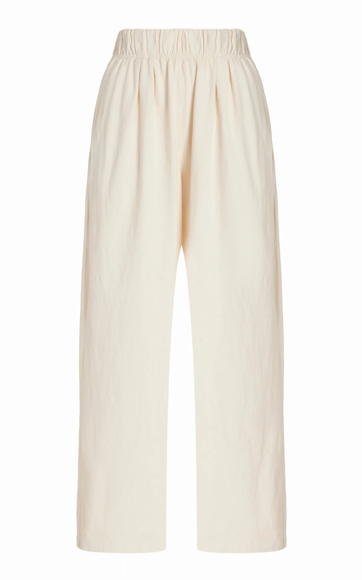 Pleated Cotton Wide-Leg Pants