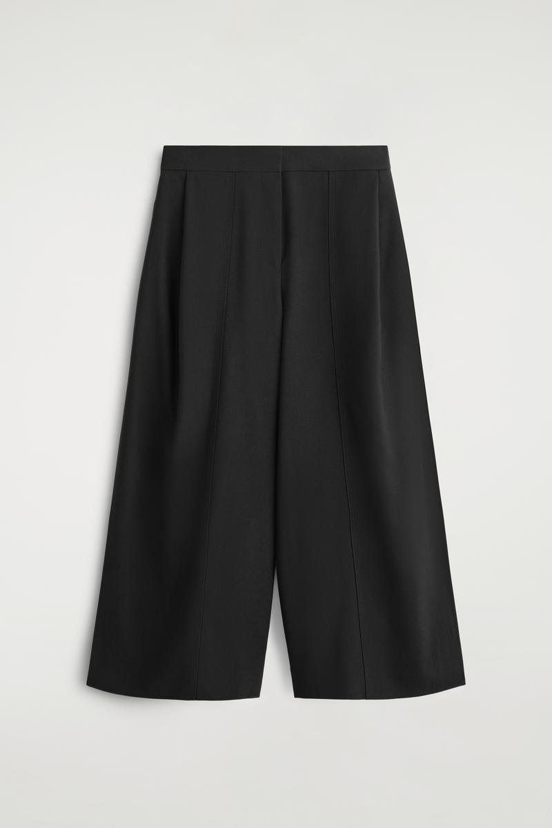 Pleated Merino Wool Blend Culottes