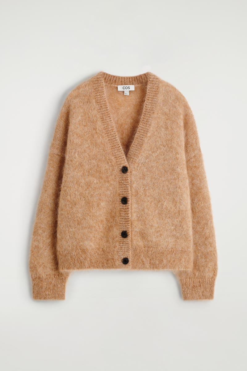Mohair-Wool V-Neck Cardigan