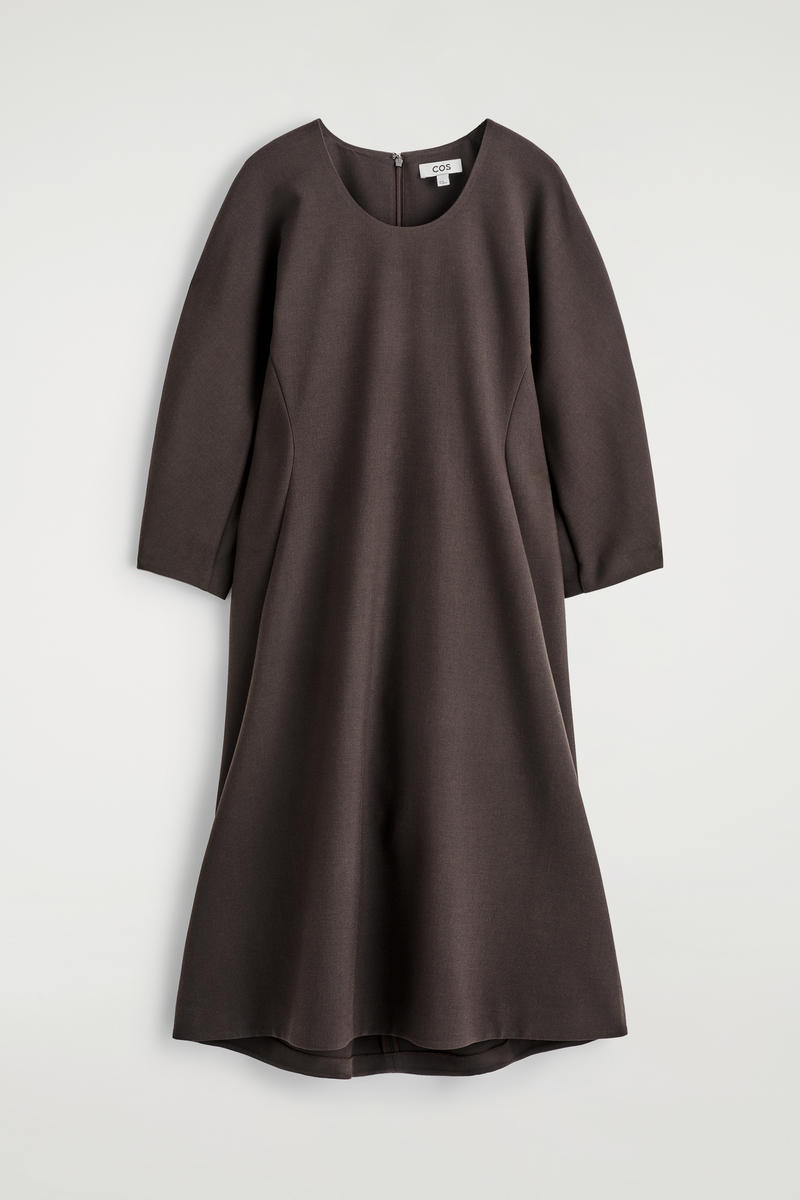 Sculpted Long-Sleeved Midi Dress