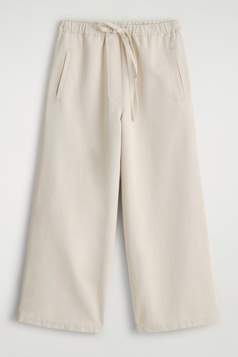 Cropped Denim Wide-Leg Pants