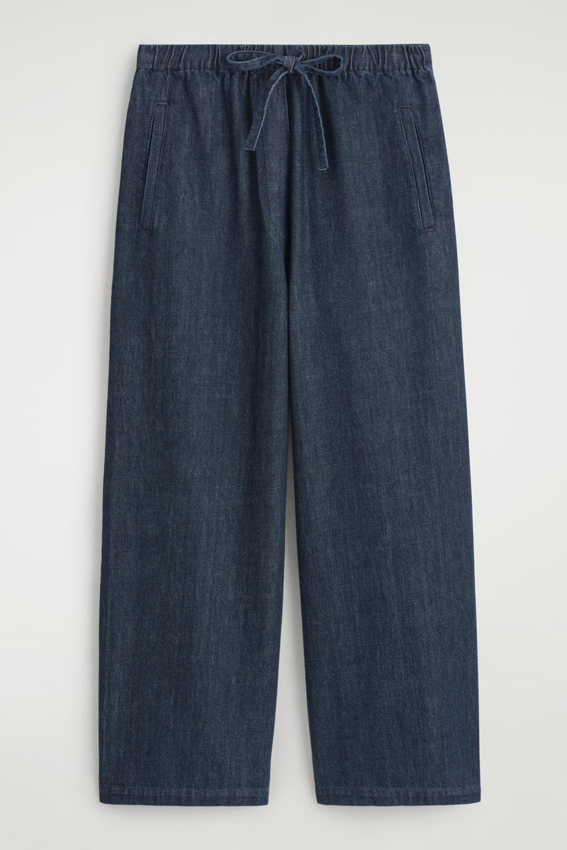 Cropped Denim Wide-Leg Pants