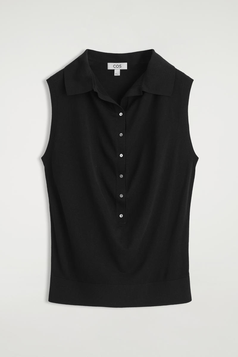Sleeveless Silk-Cotton Polo Shirt