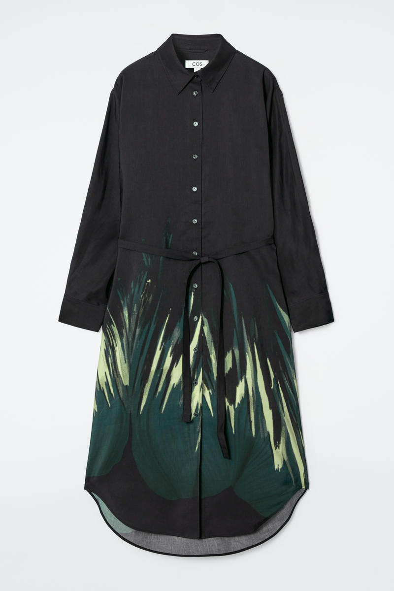 Printed Belted Shirt Dress