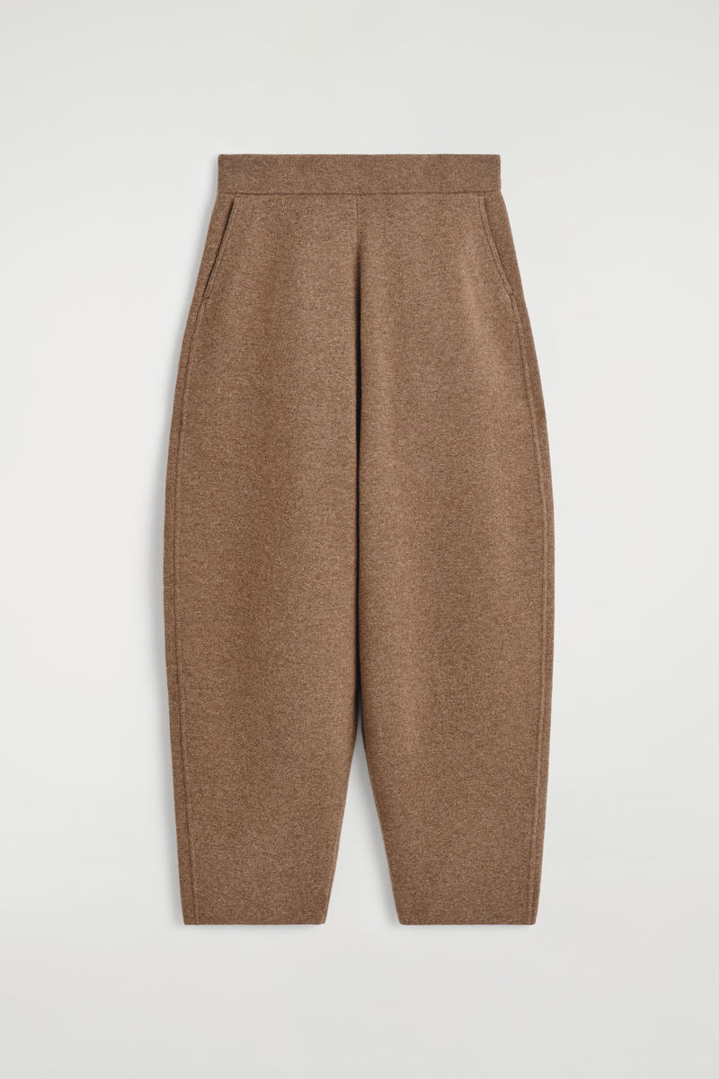 Merino Wool Barrel-Leg Pants