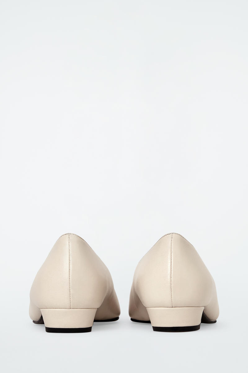 Square-Toe Leather Court Shoes