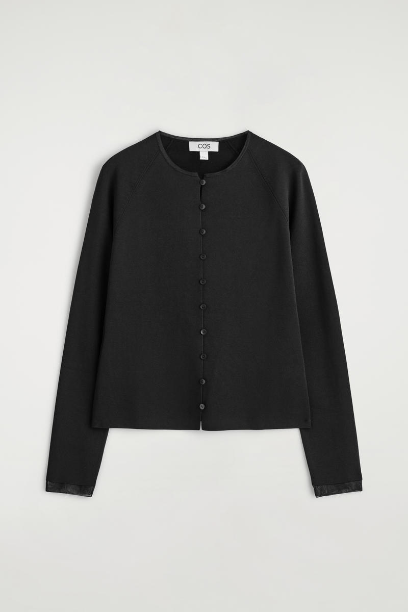 Sheer-Detail Knit Cardigan