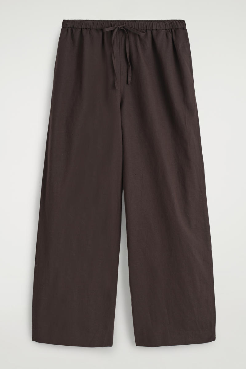 Wide-Leg Linen Drawstring Pants