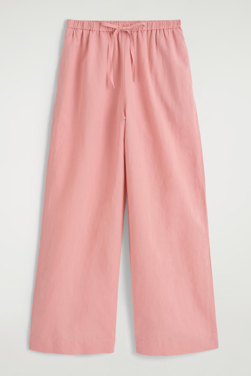 Wide-Leg Linen Drawstring Pants