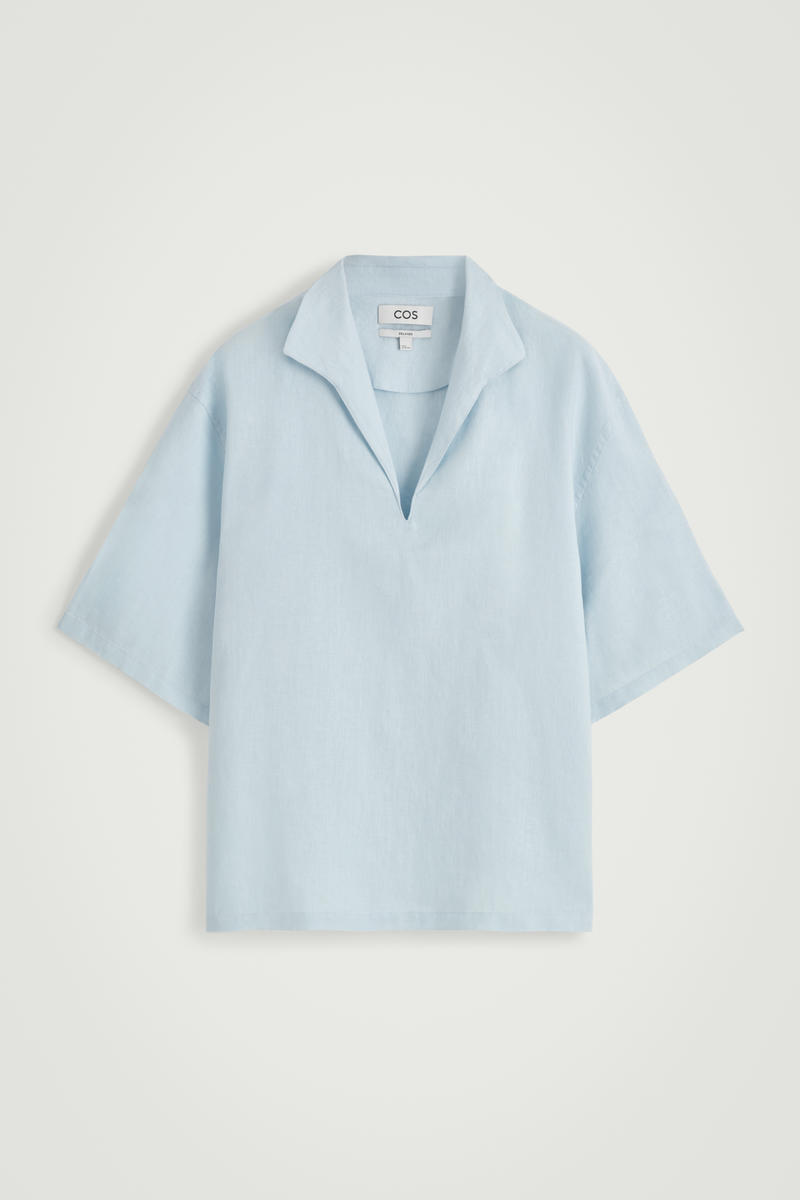 Open-Collar Linen Shirt