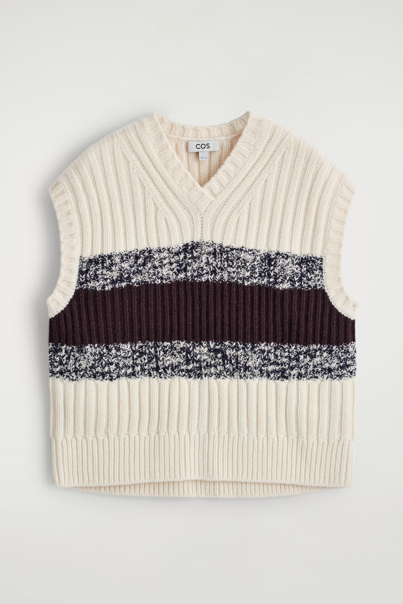 Textured Merino Wool V-Neck Vest