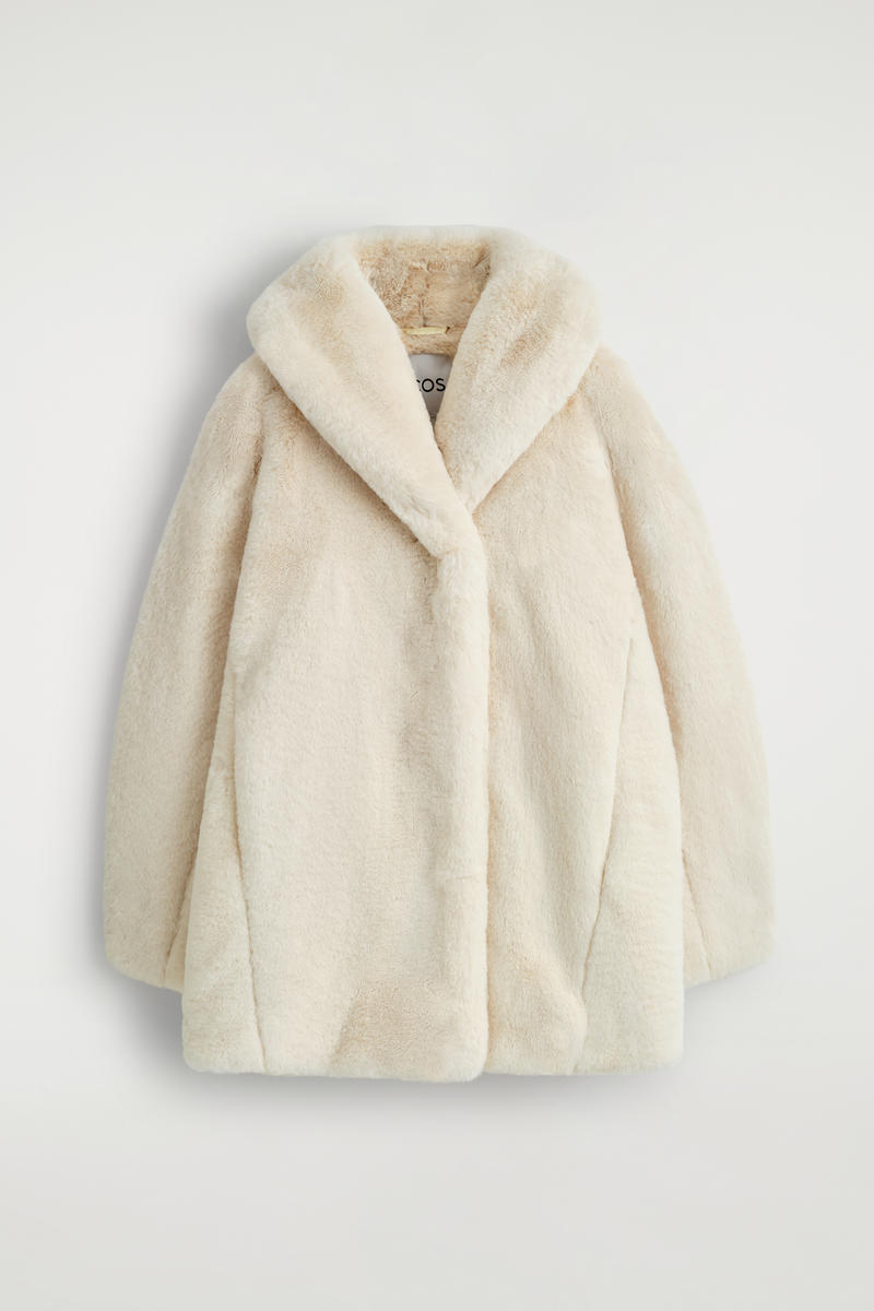 Shawl-Collar Fur-Effect Jacket
