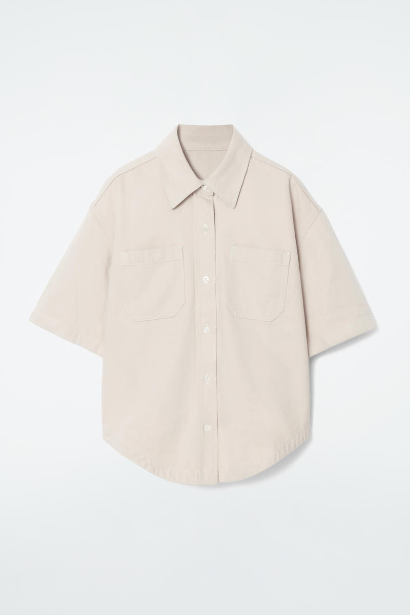 Relaxed Short-Sleeved Denim Shirt