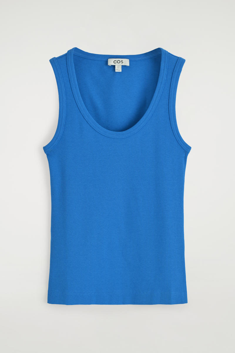 Ribbed Scoop-Neck Tank Top