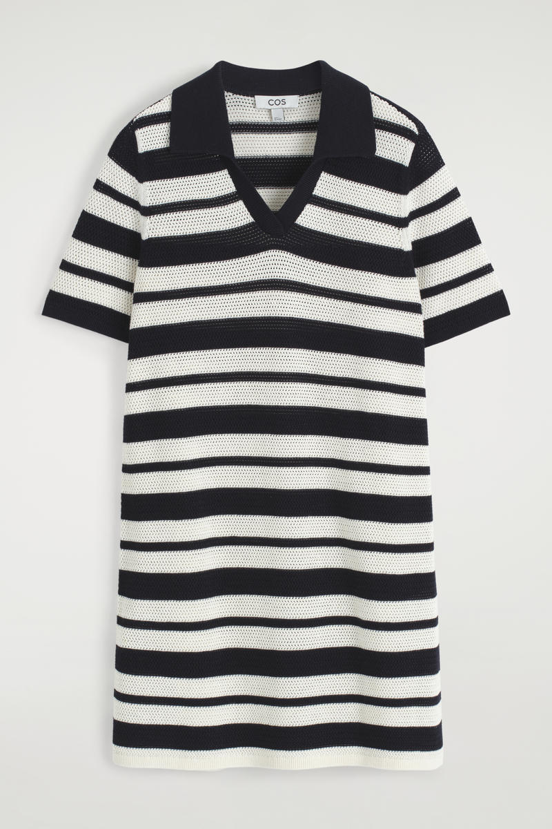 Open-Knit Polo Mini Dress