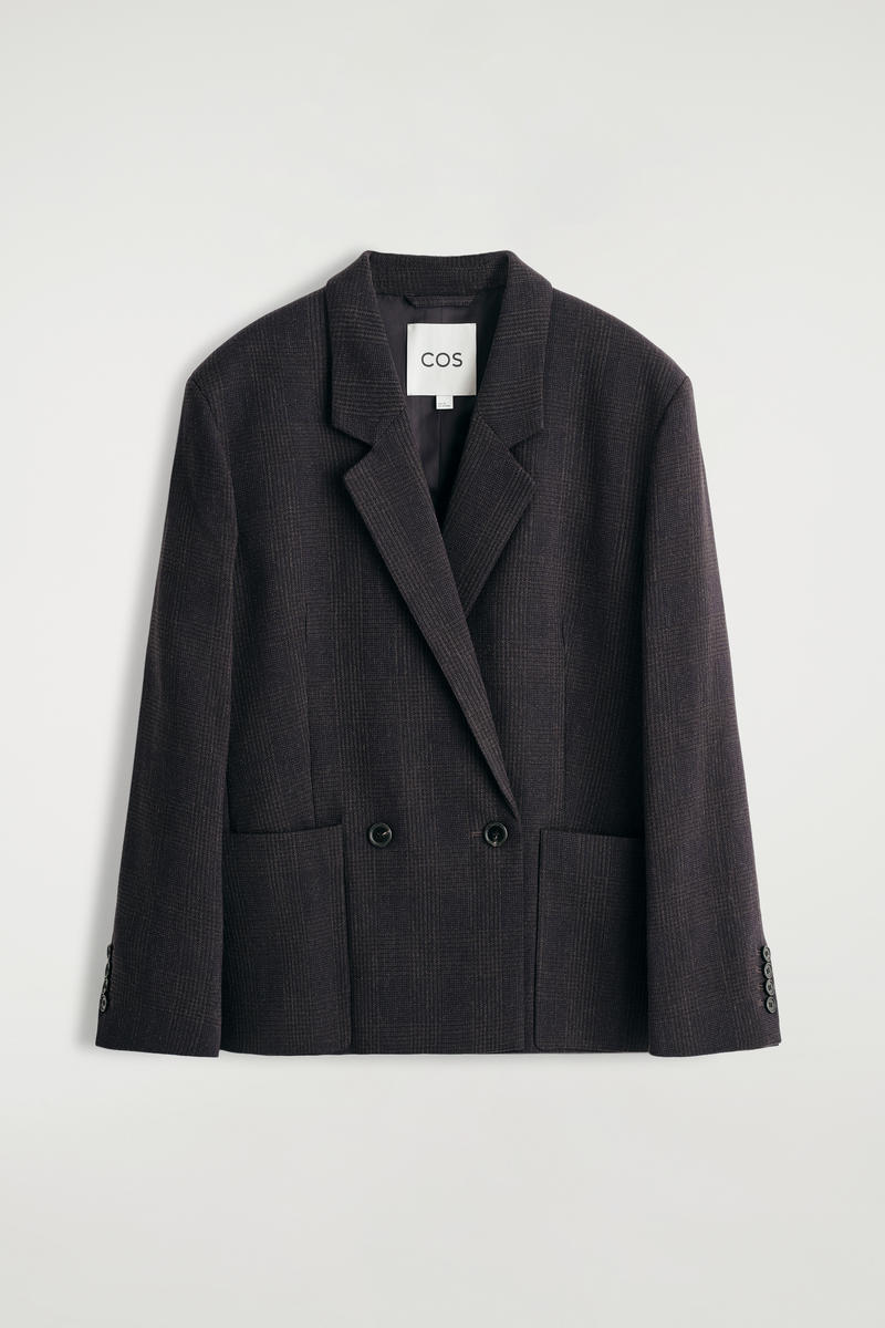 Checked Double-Breasted Blazer