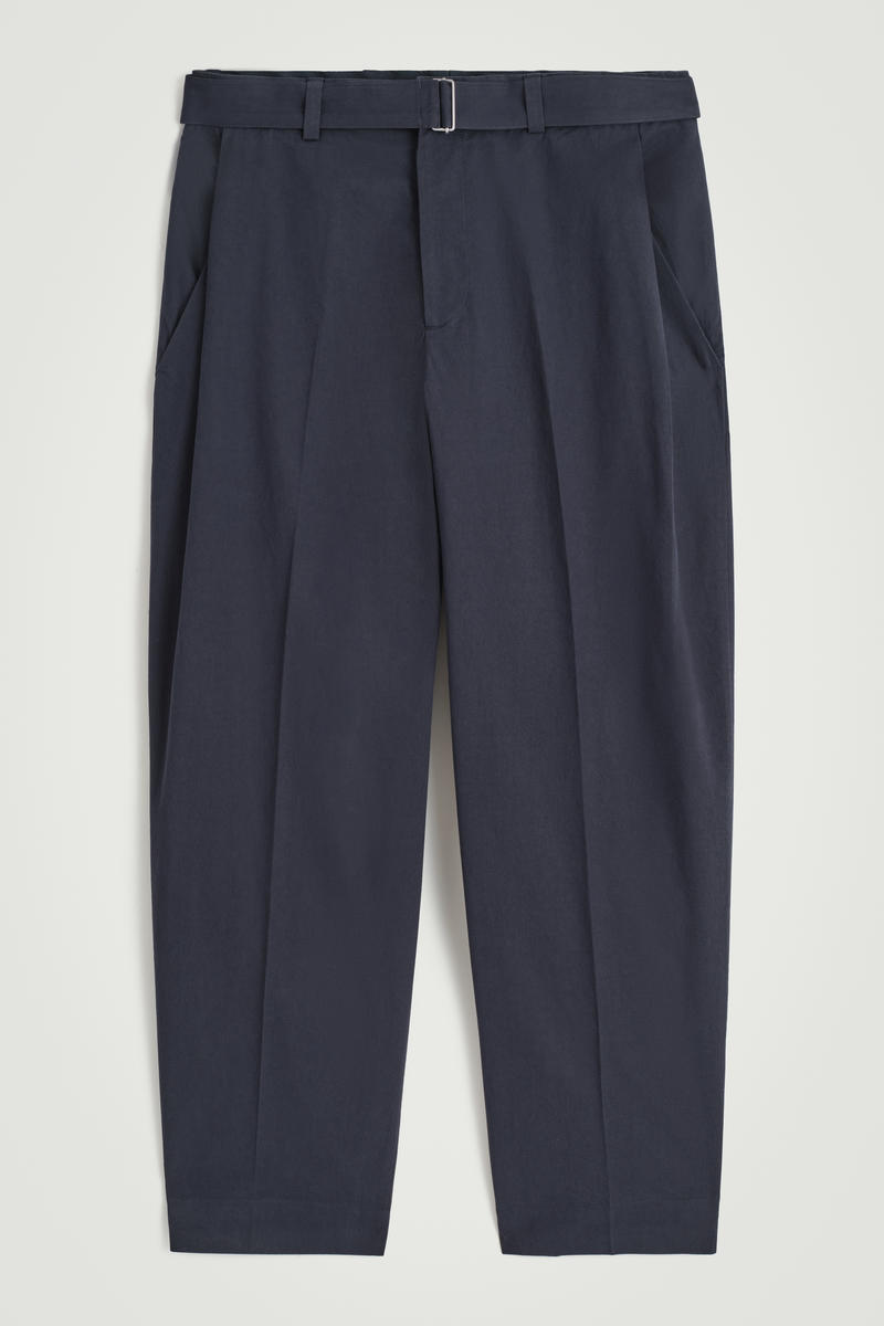 Belted Tapered Cotton Pants
