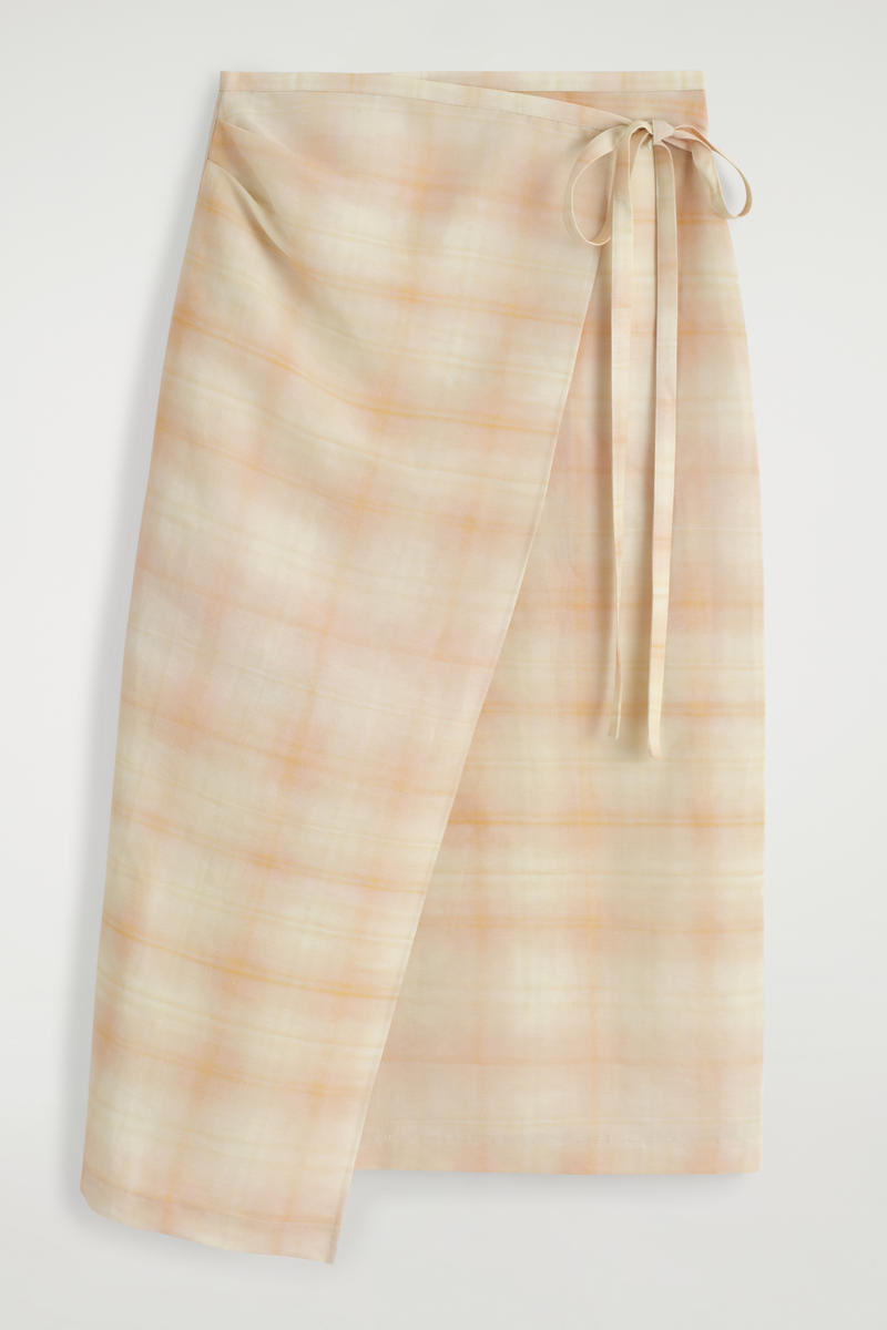 Checked Midi Wrap Skirt