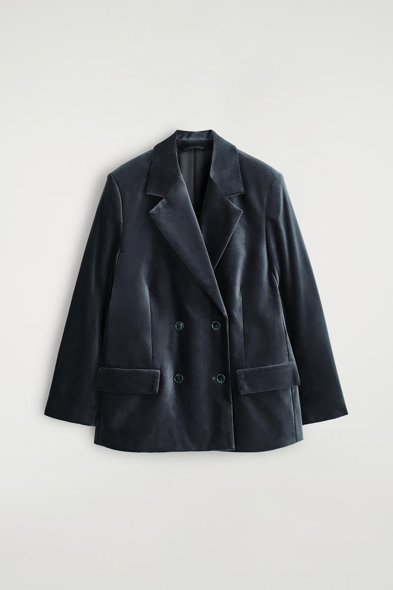 Velvet Double-Breasted Blazer