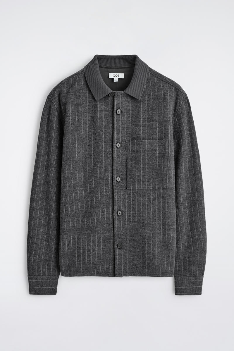 Relaxed Pinstriped Wool-Blend Jersey Shirt