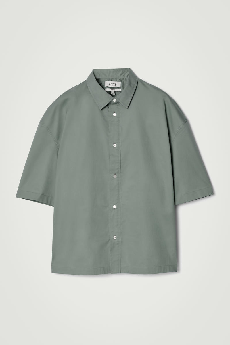 Boxy Short-Sleeved Cotton Shirt