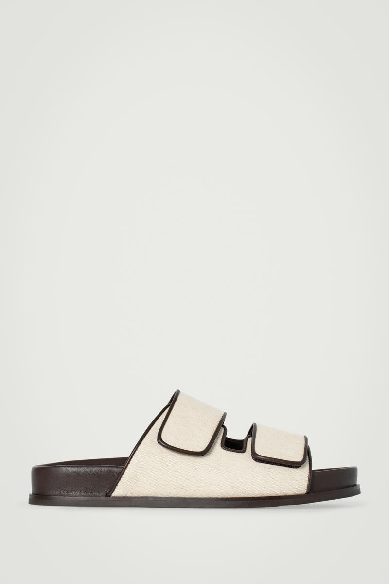 Linen Double-Strap Sandals
