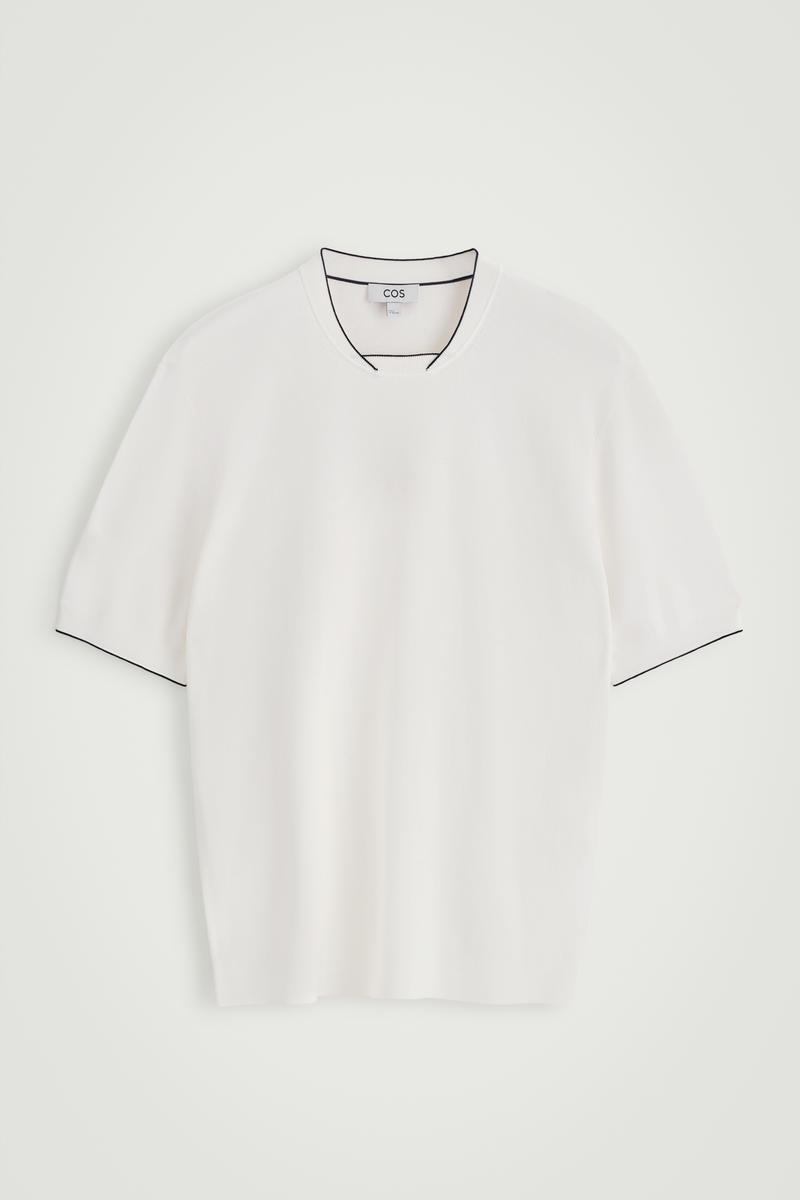 Contrast-Tipped Knit T-Shirt