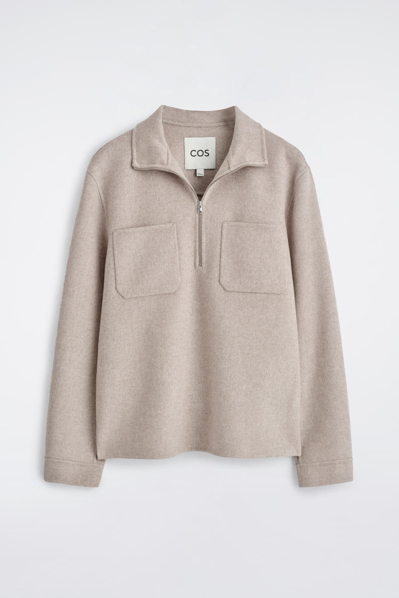 Double-Faced Wool Zip-Up Sweatshirt