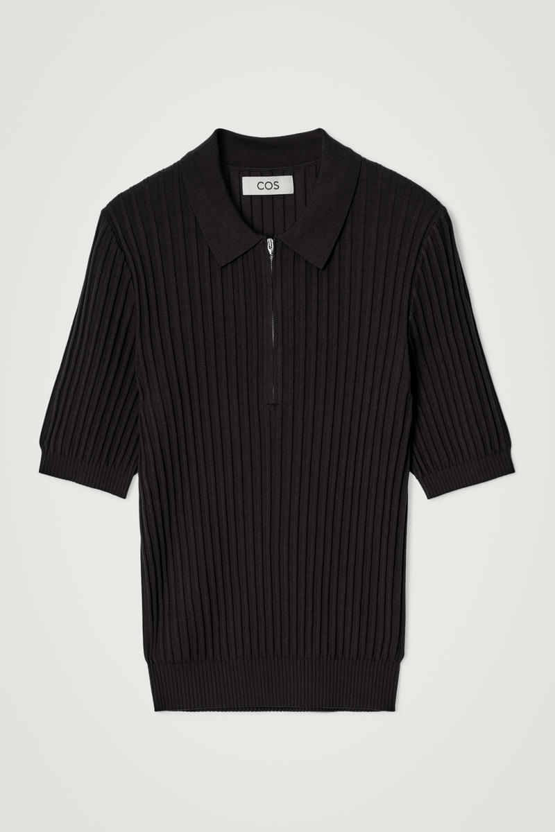 Silk-Cotton Zip-Up Polo Shirt