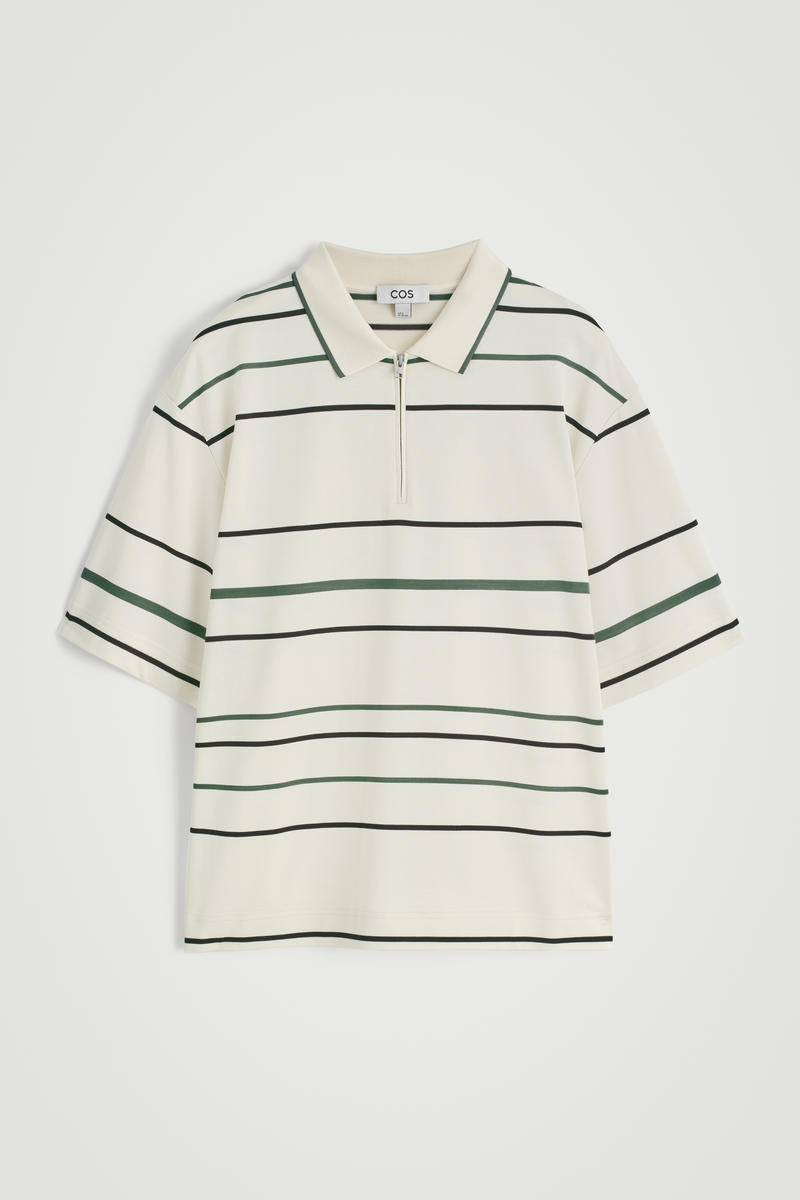 Striped Half-Zip Polo Shirt by COS