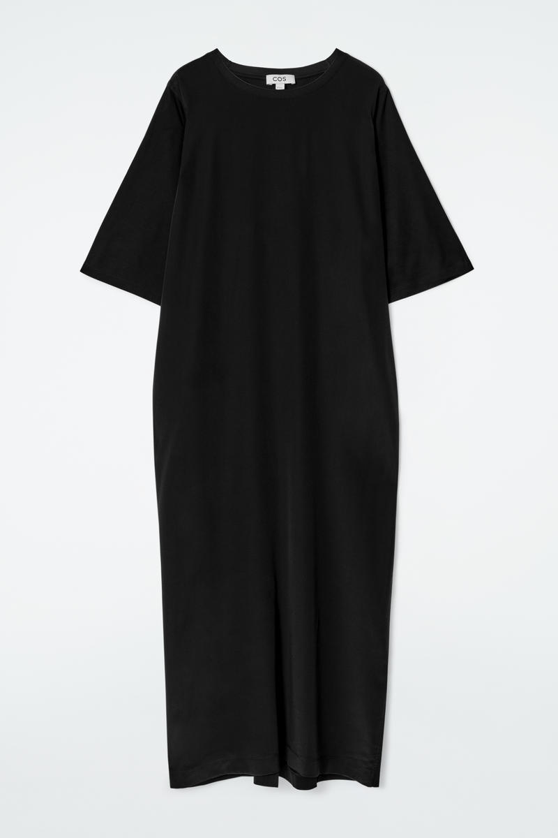 Paneled Silk Midi T-Shirt Dress