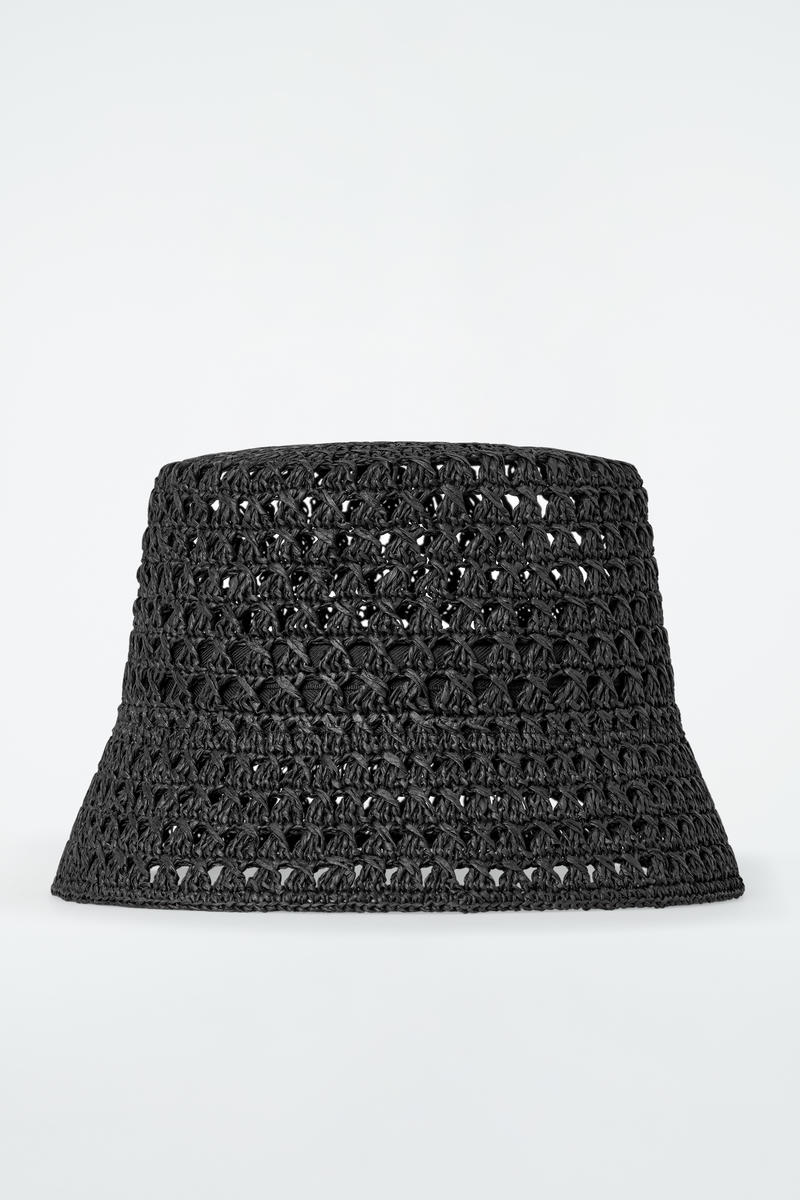 Open-Weave Straw Bucket Hat