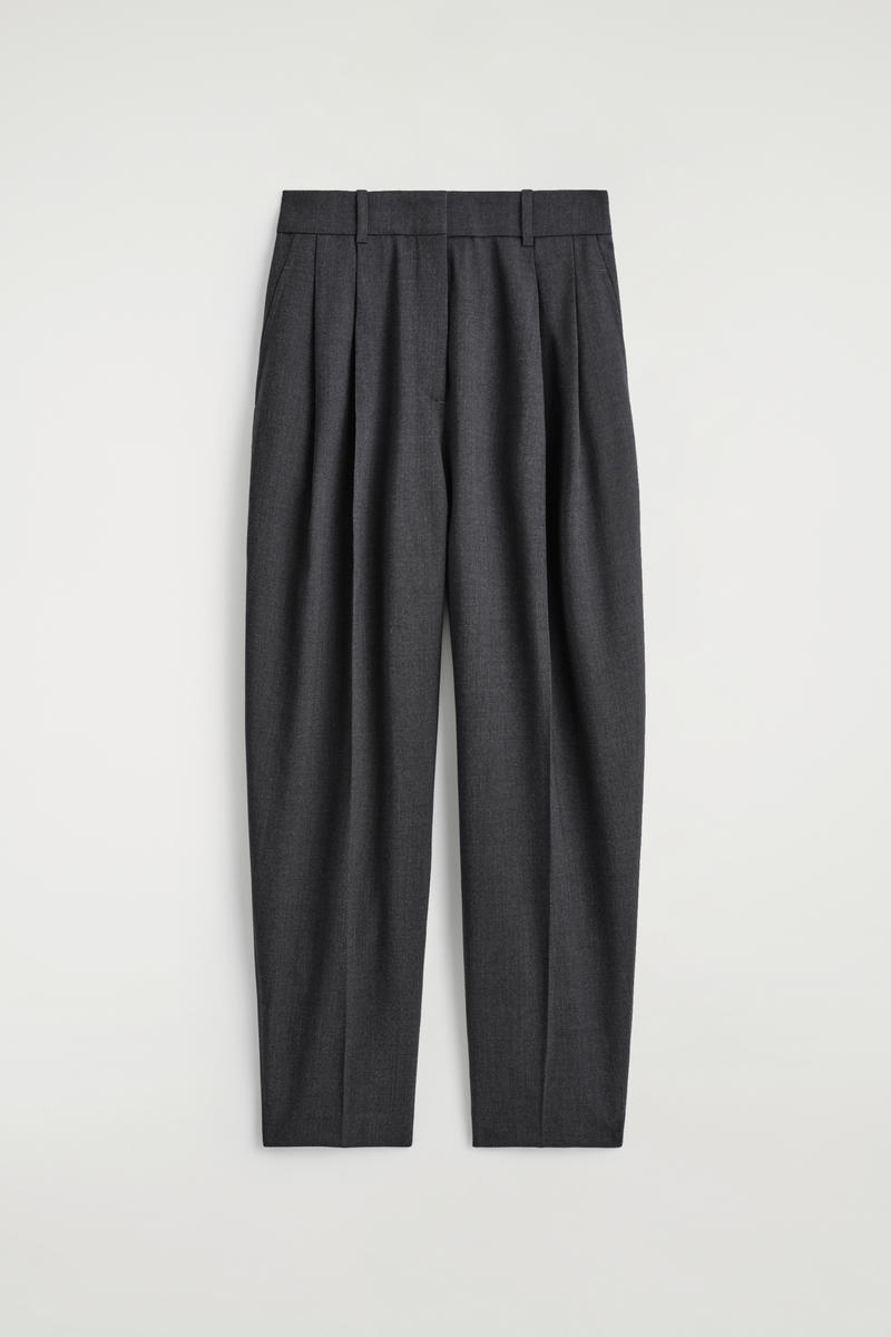 Pleated Wool-Blend Barrel-Leg Pants