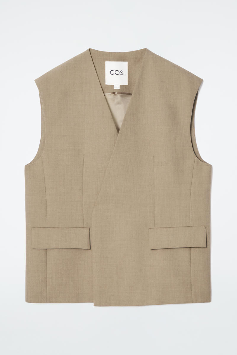 Longline Wool-Blend Twill Vest