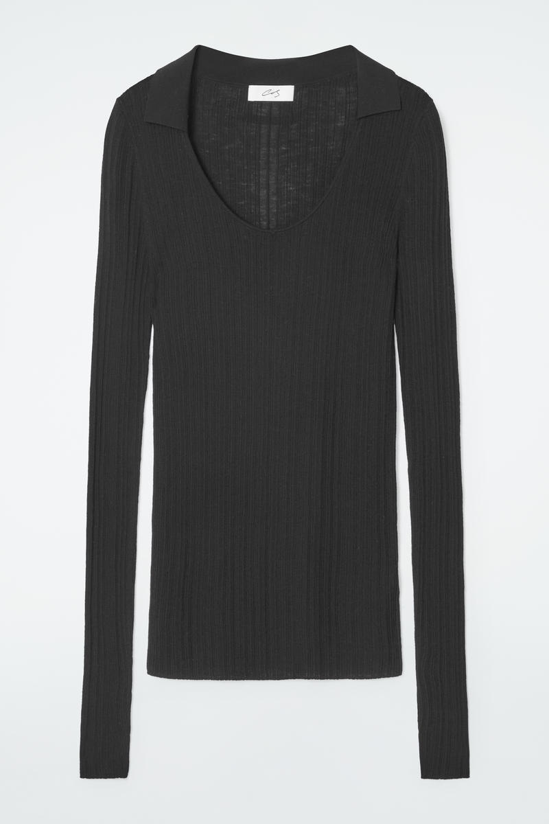 The Open-Collar Merino Wool Top by COS