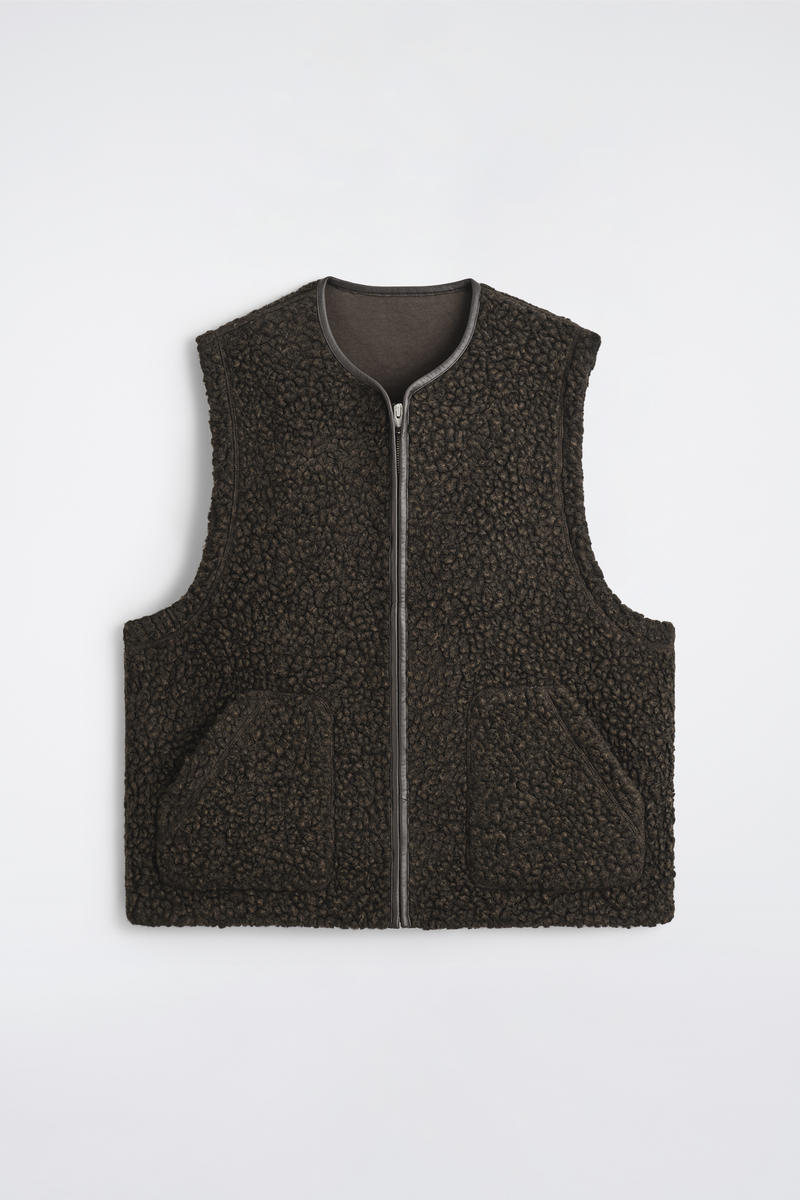 Leather-Trimmed Teddy Vest by COS