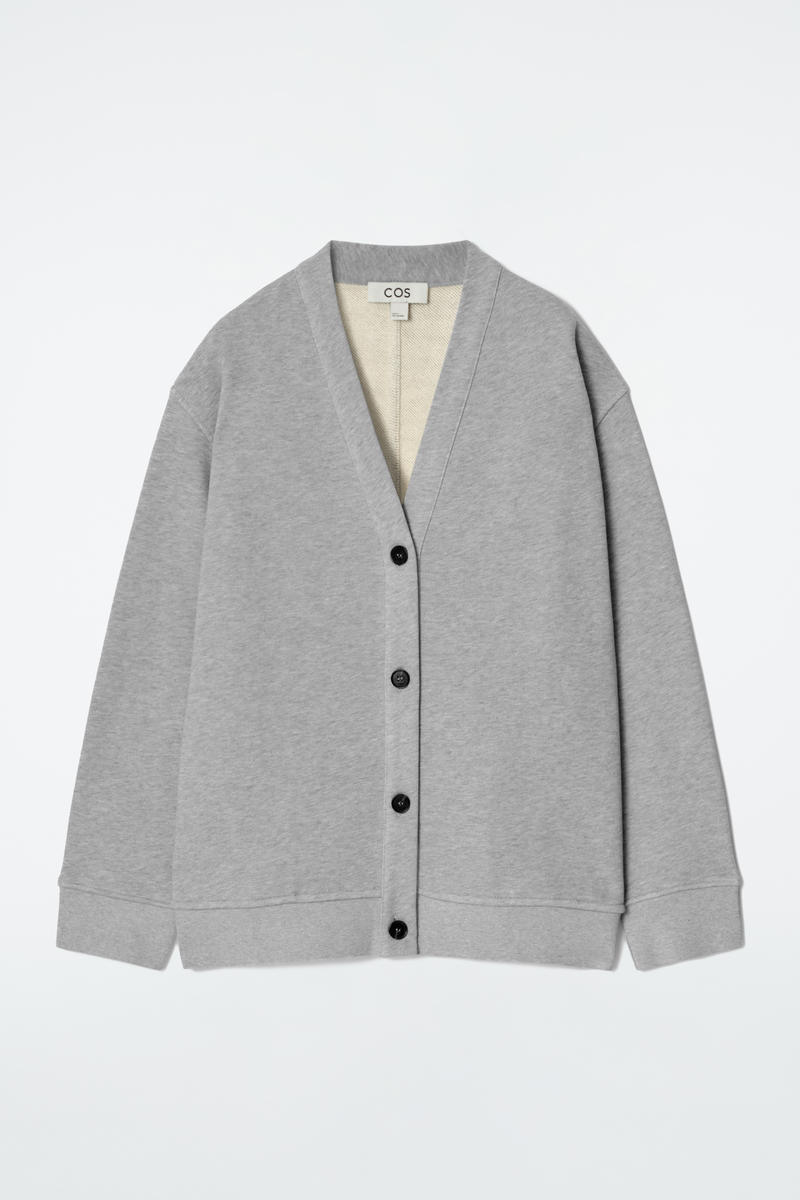 Double-Faced Jersey V-Neck Cardigan
