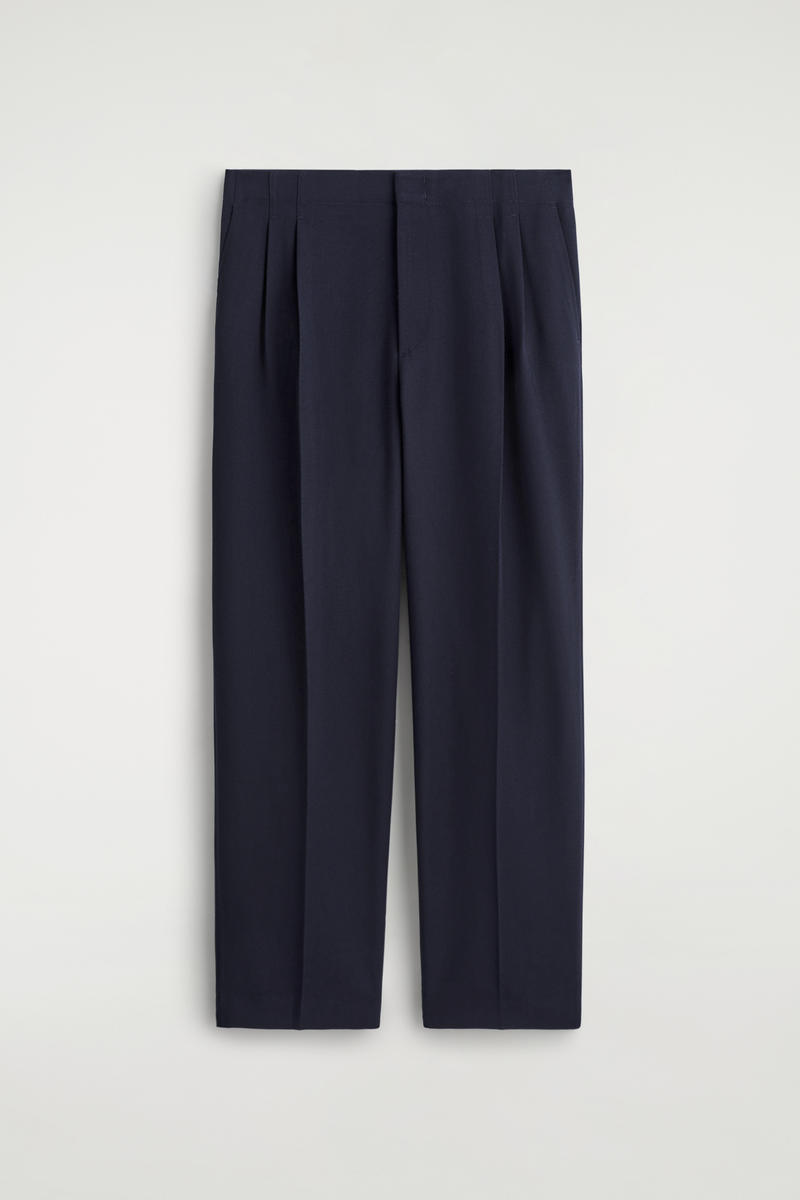 Pleated Wool-Blend Straight-Leg Trousers