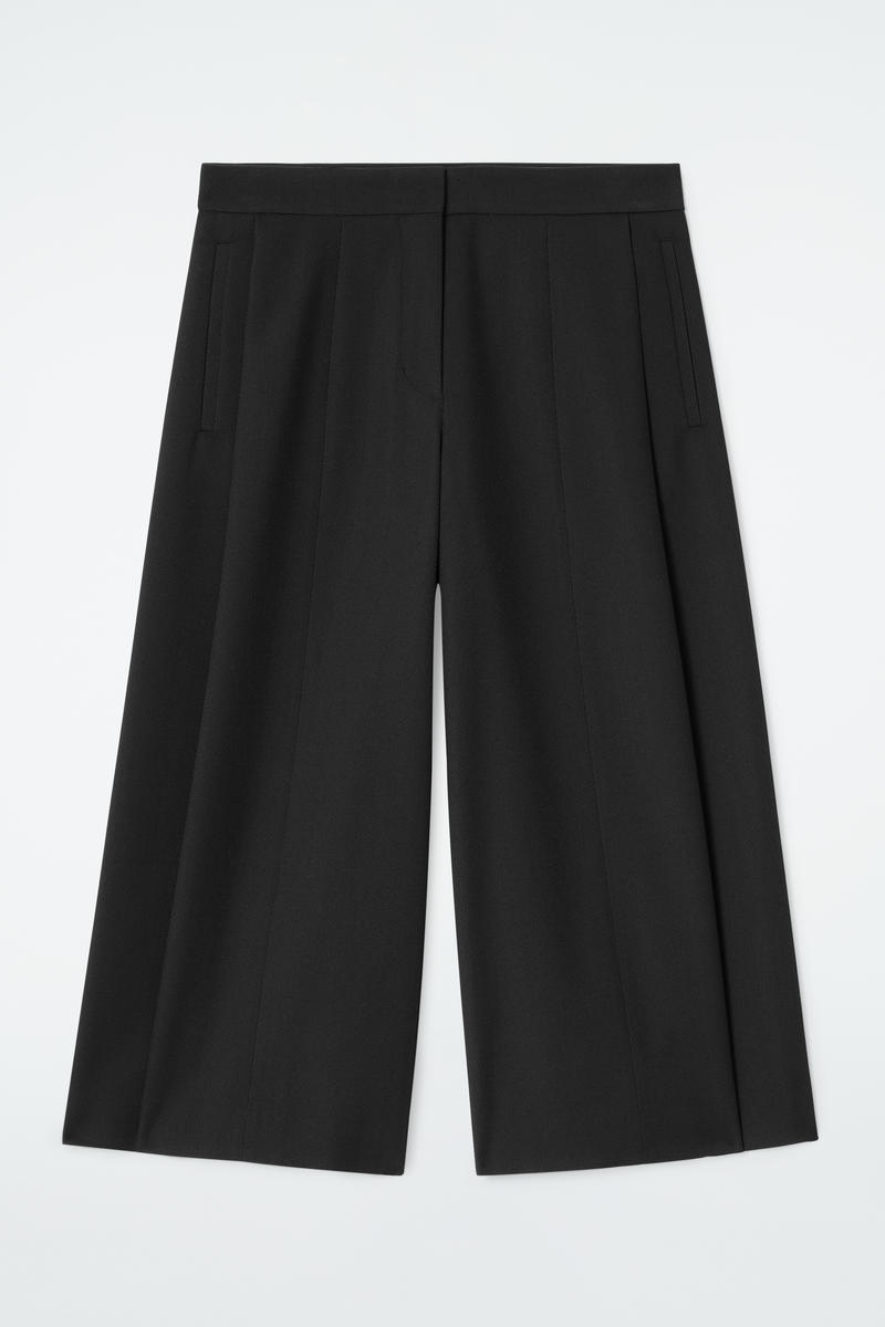 Cropped Wool-Blend Wide-Leg Pants
