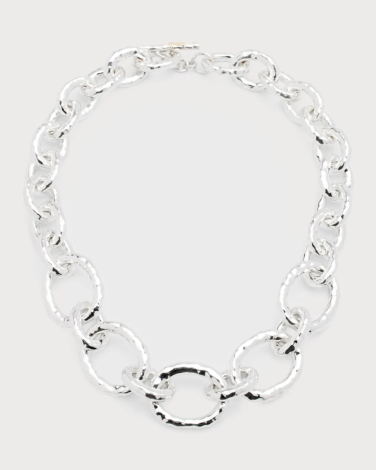 Short Hammered Bastille Necklace in Sterling Silver