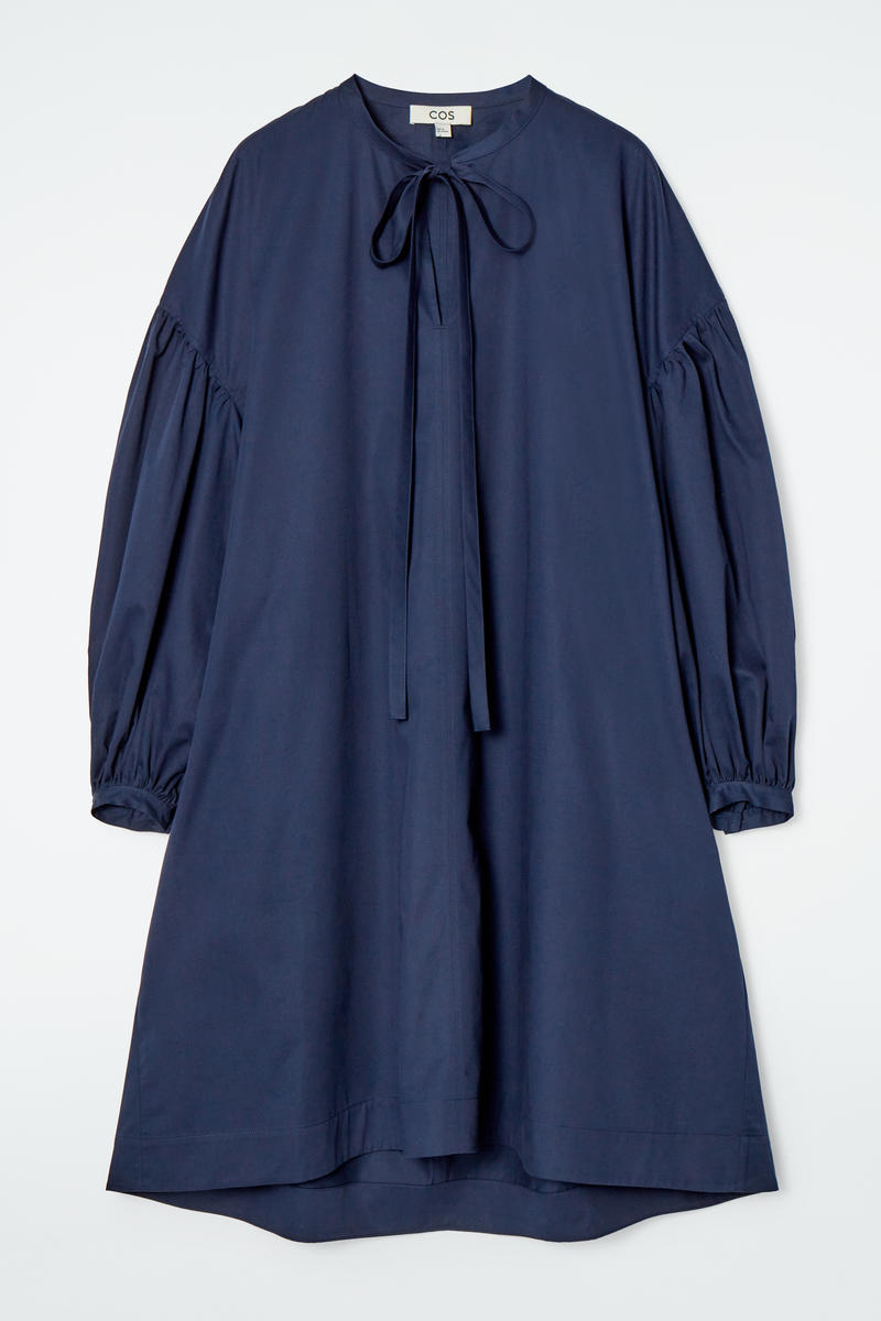 Gathered Tie-Detail Dress
