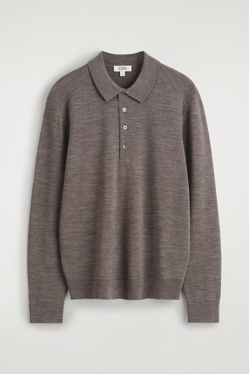Knitted Merino Wool Polo Shirt