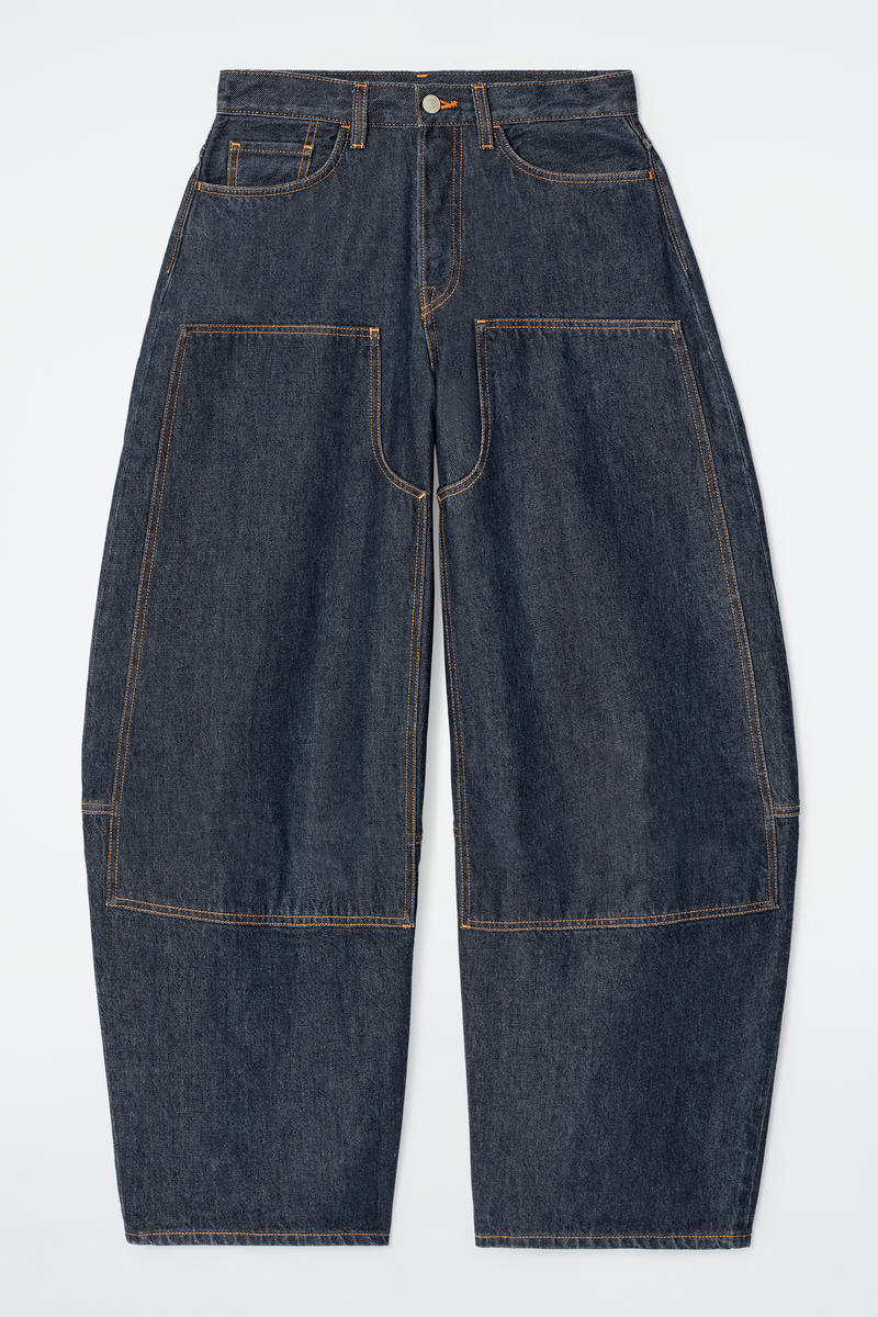 Western Barrel-Leg Raw Denim Pants