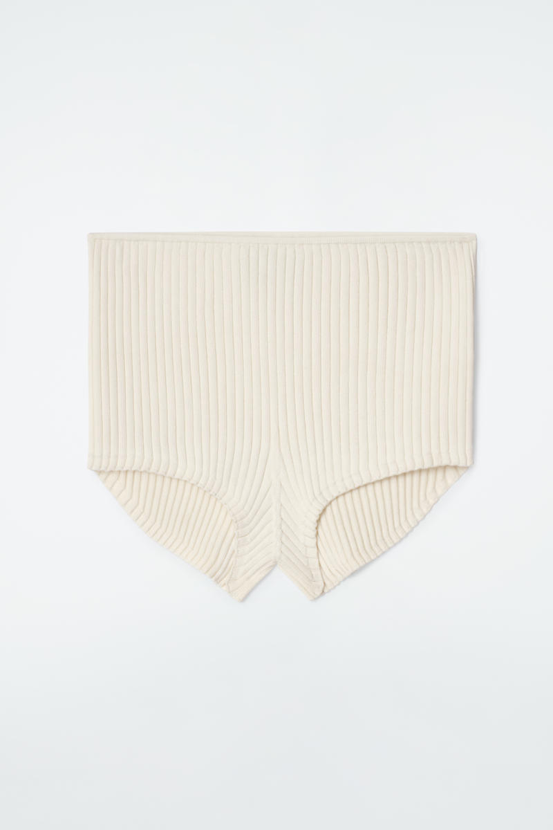 Rib-Knit Silk Micro Shorts