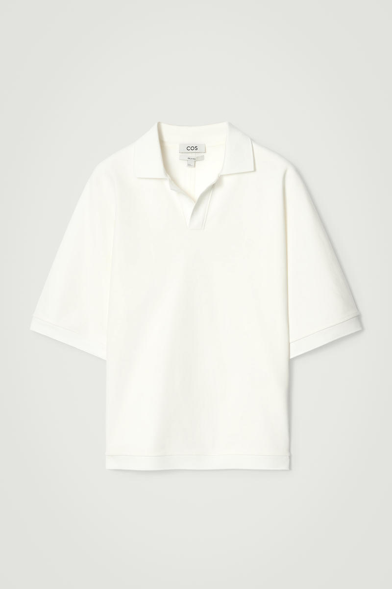 Open Collar Mercerized Jersey Polo Shirt