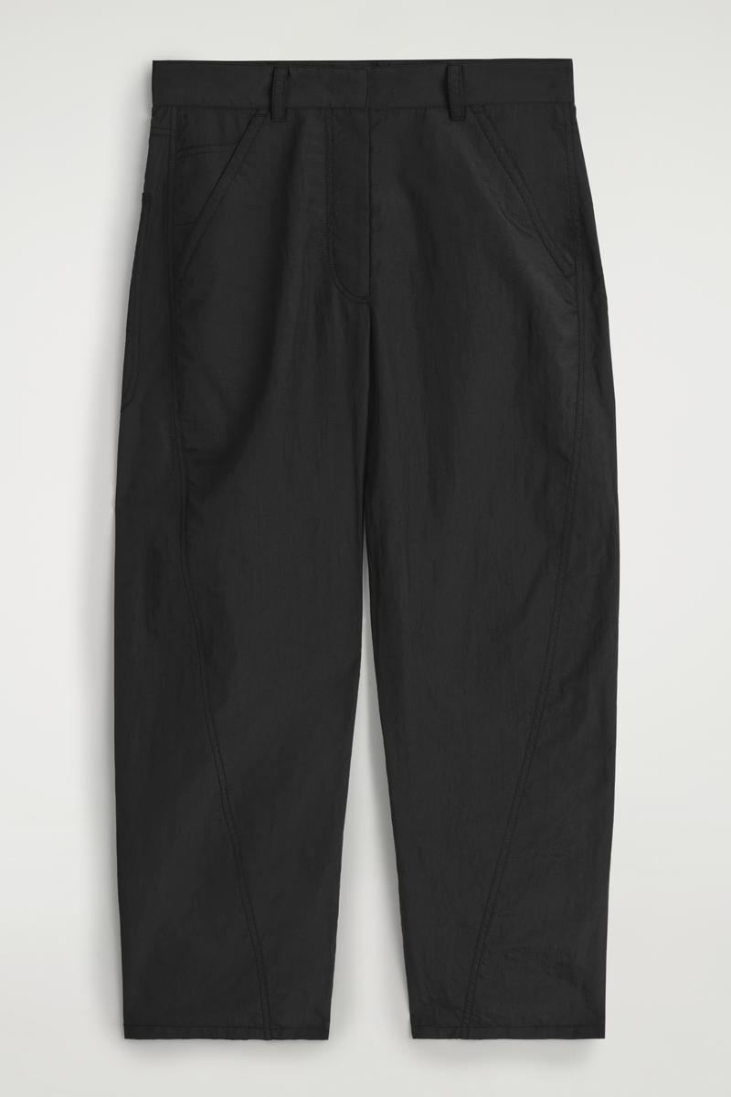 Nylon Barrel-Leg Pants