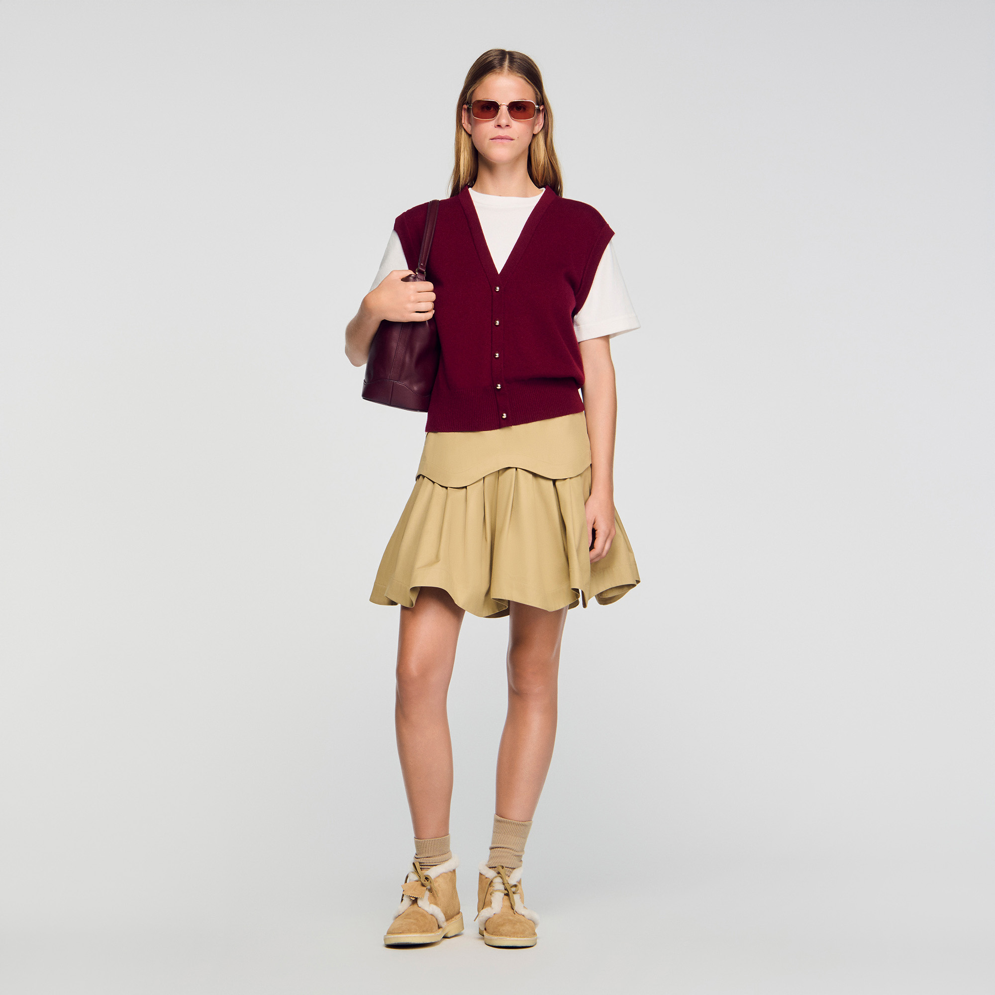 Two-tone wool and cashmere sweater