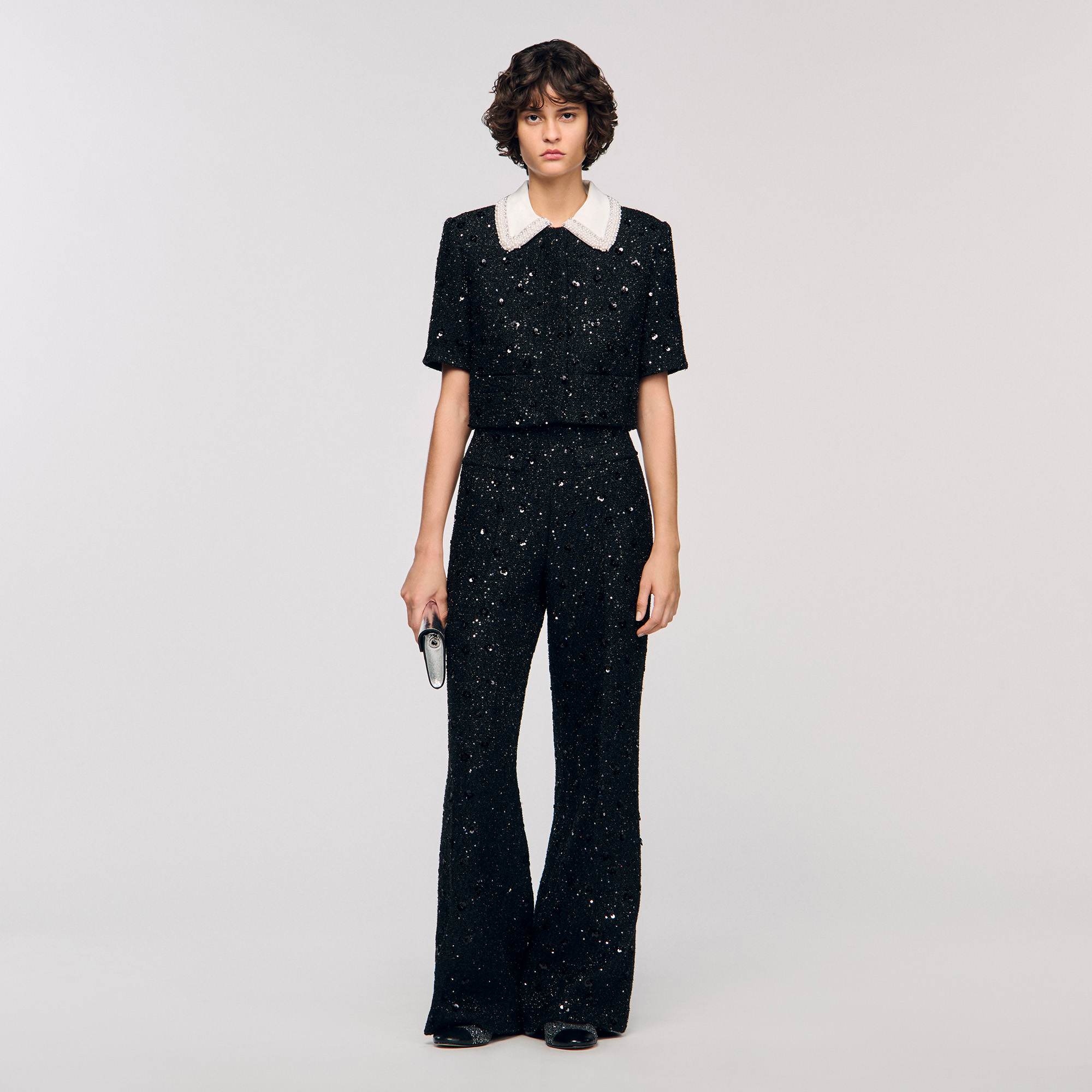 Rhinestone tweed trousers